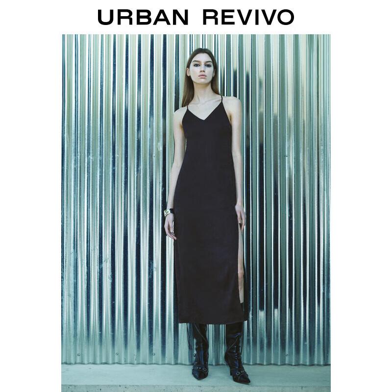 

UR Women s Retro Jacquard Cross-Strap Side Slit Dress L