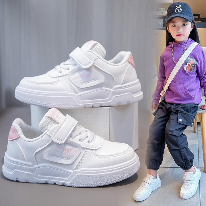 Leather children's white shoes girls board shoes 2025 spring and summer new fashion versatile classmates boys white casual shoes