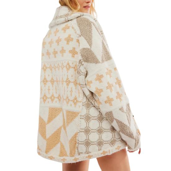 

Кардиган с регулируемым шнурком по низу, отворотом, длинным рукавом, графическим принтом, свободный крой, большой размер