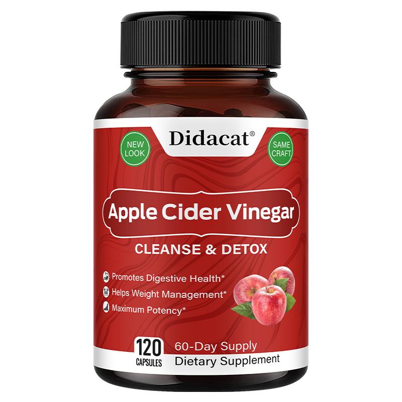 Apple Cider Vinegar Cleanse and Detox Capsules, 120 Count Weight Management Supplement 120PCS