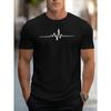 Fashionable men's summer electrocardiogram printed comfortable and breathable round neck T-shirt outdoor casual top