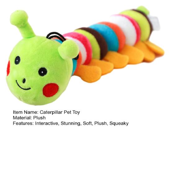 Plush Caterpillar Pet Toy Interactive Squeaky Pet Toy for Small Medium Dogs Soft Stuffed Puppy Chew Toy for Teething