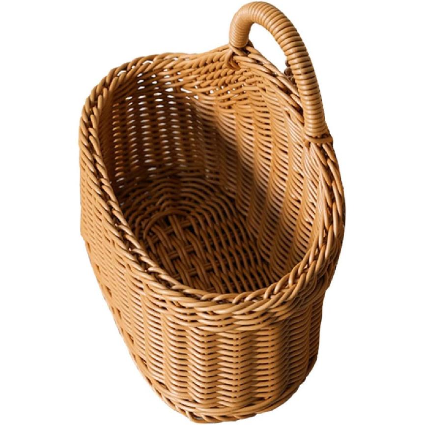 1pc Plastic Knitted Wall-mounted Storage Basket for Kitchen Utensils Simple Design Spoon Chopsticks Holder Lightweight Home Storage Countryside Style