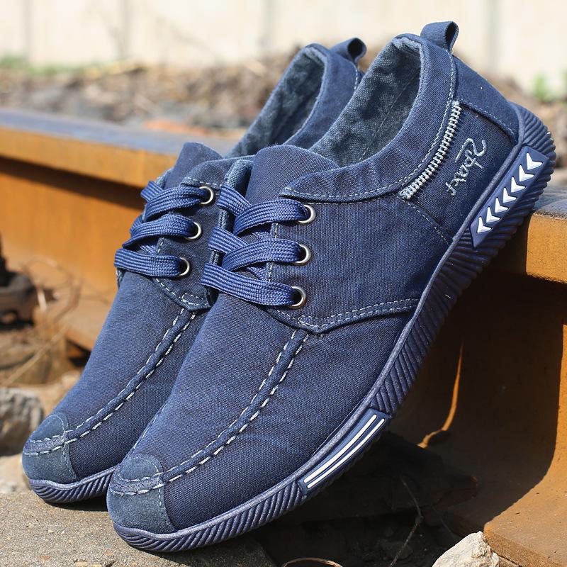Fashion Denim Blue Men's Canvas Shoes Slip On Sneakers Male For Summer New Outdoor Driving Moccasin Trendy Vintage Loafers Shoes For Men
