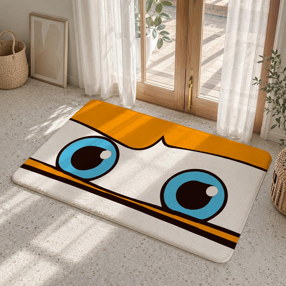 Colorful Big Eyes Floor Mat Flannel Rug Non Slip Absorbent Soft Washable For Entryway Hallway Bathroom Kitchen Decor