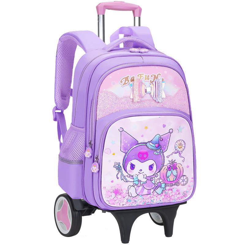 Lightweight Trolley Schoolbag for Primary School Girls - Large Capacity Backpack for Grades 1-6