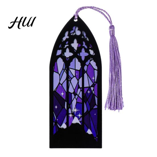 Acrylic Bookmark Stained Glass Art Bookmark, Halloween Dark Aesthetic Book Mark, Transparent Reading Gift Accessory Page Marker with Tassel, Gifts for