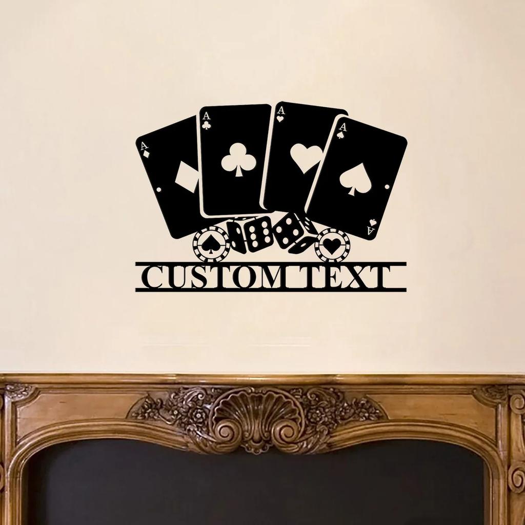 Metal Wall Art Poker Player Gift Casino Decor Playing Card Sign Man Cave Game Room