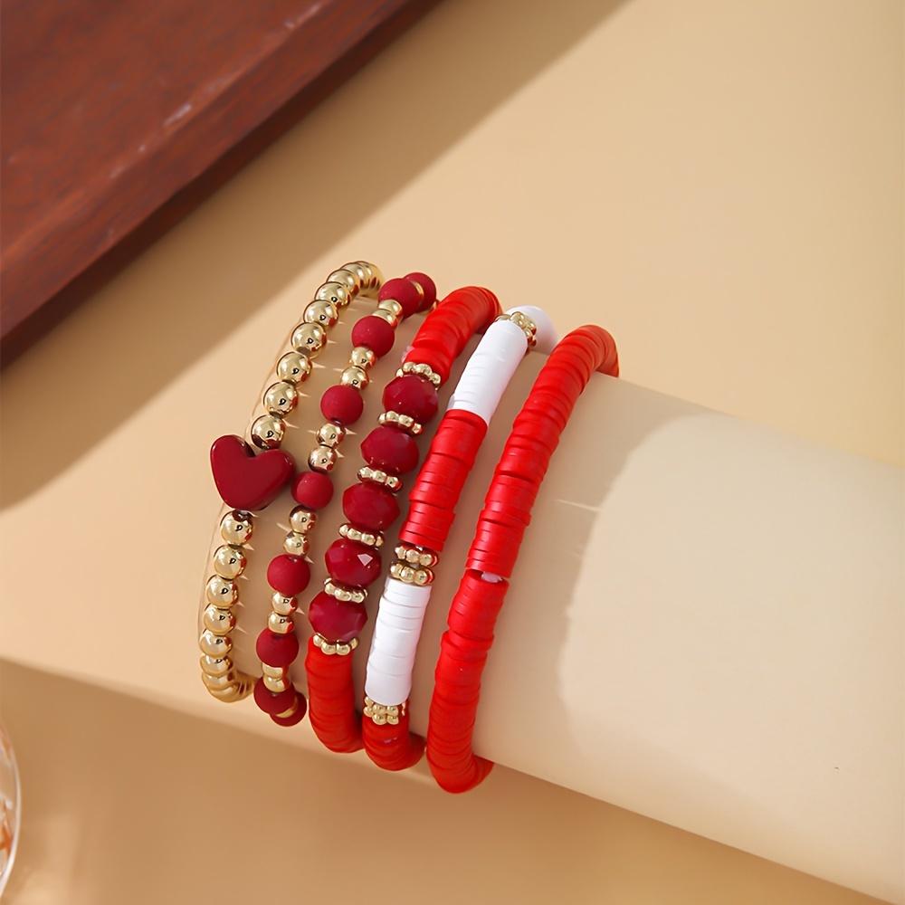 

5pcs Stylish Multicolor Soft Clay Bracelet Set, Unisex Personality Music Festival Party Wristbands Perfect Gift for Girlfriend or Boyfriend