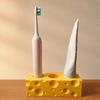 Toothbrush Holder, 3-Hole Partitioned Storage, Creative Cheese Shape Organizer, with Hollow Drainage Structure Stand for Electric Toothbrushes