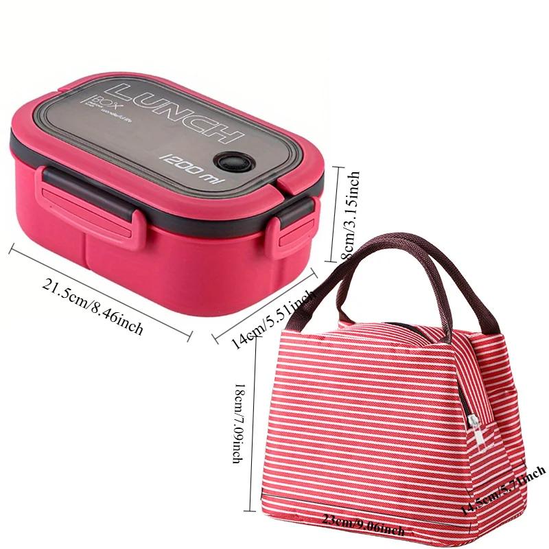 Zweiteilige Bento-Box mit Lunchtasche - Mikrowellengeeignete Bento-Box, modische Lunchtasche, faltbare Bento-Box, für Arbeit oder Reise