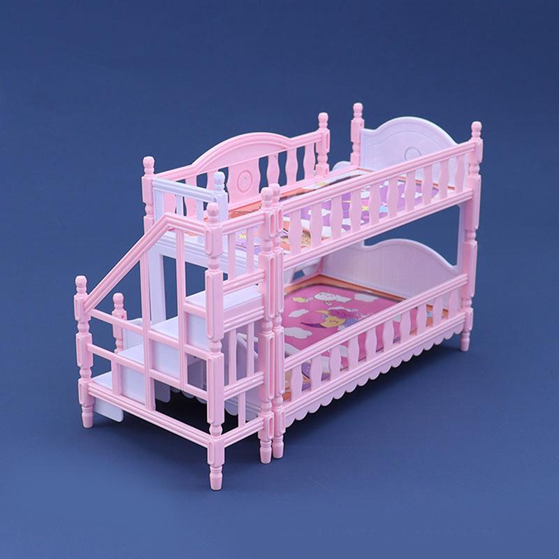 Hot 1Pc 1:12 Dollhouse Miniature Double bed Simulation Furniture Model bedroom Decoration Dolls House Accessories