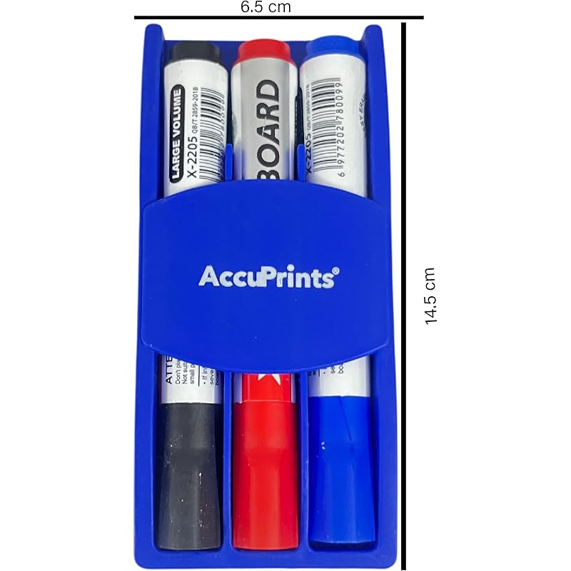 

Accuprints Set Of 3 White Board Marker With Magnetics Dusters | Markers For White Board Magnetics Dry Erase Markers Fine 13 cm