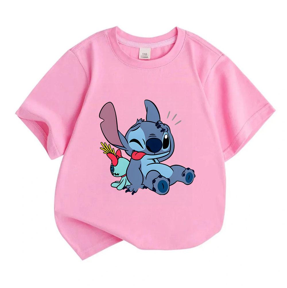 Cute Winking Alien Character Print Kids Unisex 100% Cotton O-neck Short Sleeve T-shirt, Casual Soft Breathable Tee for Boys Girls Daily Wear Summer To