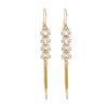 Water Drop Pearl Rhinestone Tassel Earrings