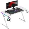 Bureau Gaming - HUZARO - HERO 2.5 - LED RVB - Blanc - 120x60x75cm - Pratique Et Robuste