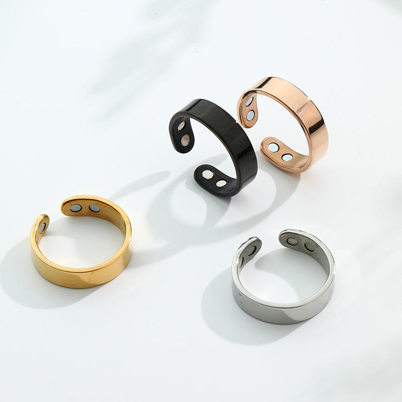 Stainless Steel Magnet Ring Magnetic Opening Stop Snoring Ring Dual Magnetic Healthy Fashion Jewelry Accessories