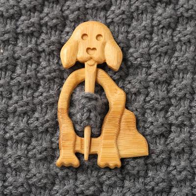 Retro Wooden Animal Brooch – Cute Personality Pin
