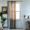 Finished Curtains Cotton And Linen Fabric Striped Color Matching Gray Fringed American Farmhouse Coffee Curtain