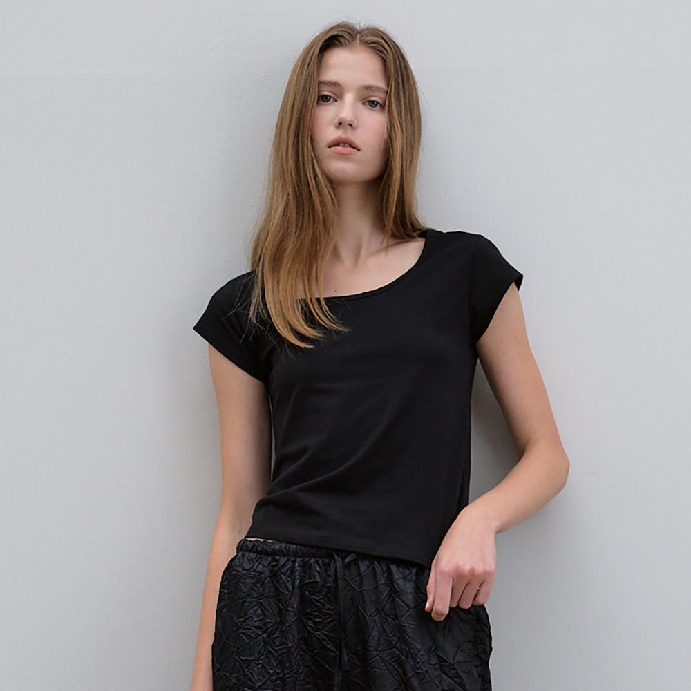 Nowood Lean U-Neck Tee (Black) Black/Free