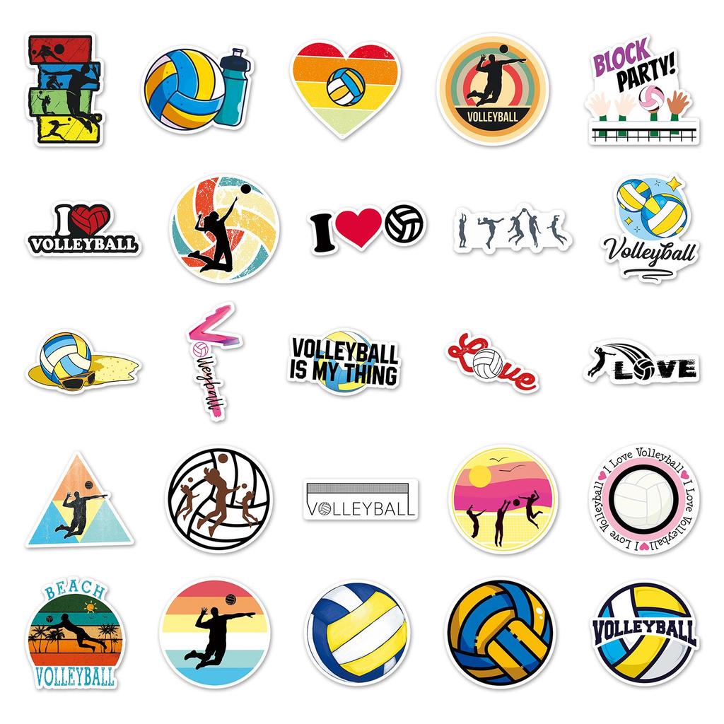 50 Waterproof Volleyball Graffiti Stickers for Phone Cases, Skateboards, and Luggage