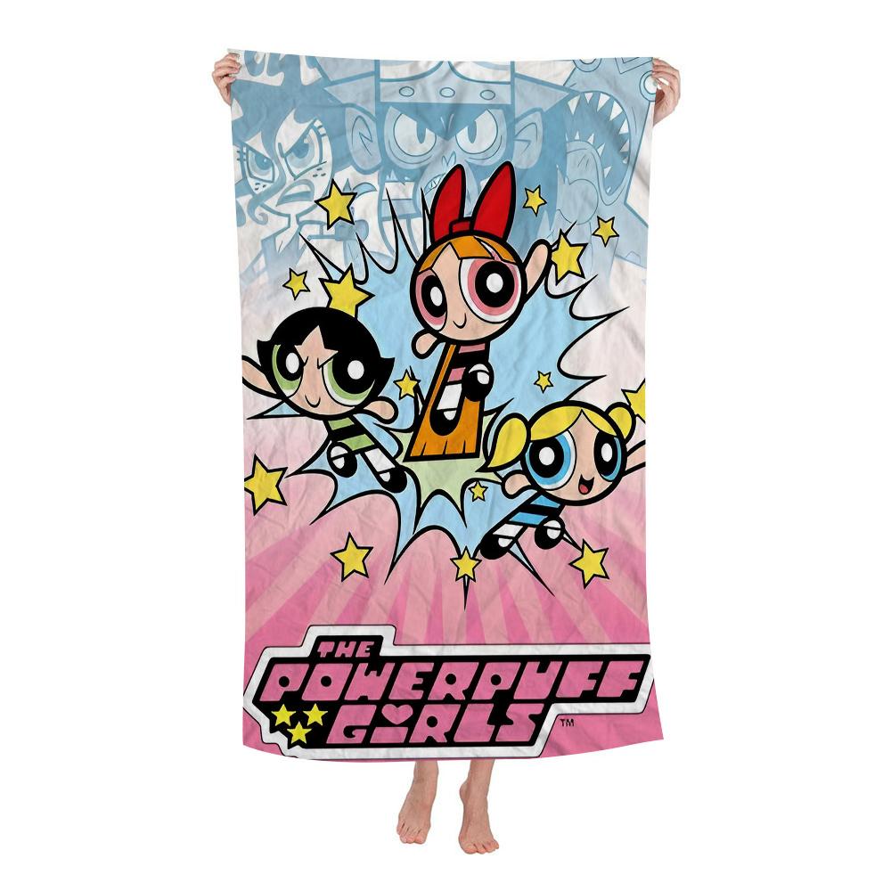 Klassisches Cartoon T-The Powerpuff Girls Cartoon Strandtuch Süße Kawaii Zimmerdeko Bad Kinder Handtücher Für Badezimmer Dusche