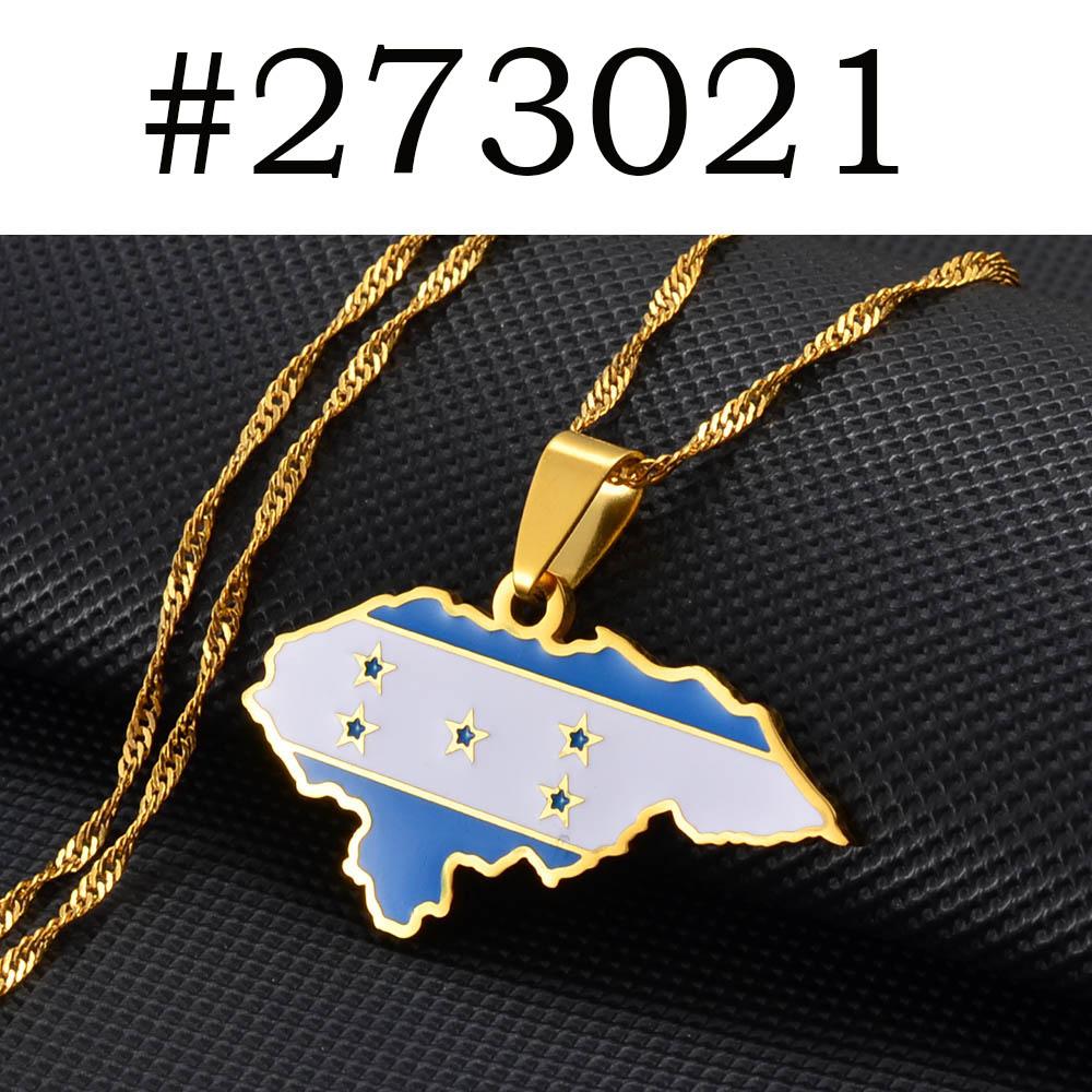 Anniyo NEW Honduras Map Flag Pendant Necklaces for Women Men Honduran Jewelry #273021
