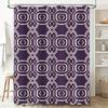 Purple White Geometric Shower Curtain Waterproof Bath Mat Decorative Bathroom Liner Home Decoration Size 69x72 inches (175x183cm