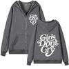 Girls Do Not Cry New Style Unisex and Women Zipper Black-and-white Lettering Printed Casual Unisex and Women Street Zipper Sweater