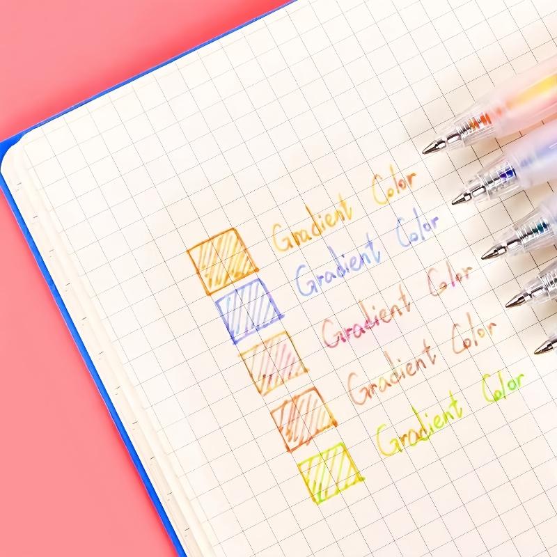5pcs Rainbow Gradient Color Pens Set Gel Ink Vintage Marker Liner 0.5mm Ballpoint Stationery Gift