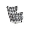 Fotel uszak Winston skandynawski Family Meble krata granatowo - biała