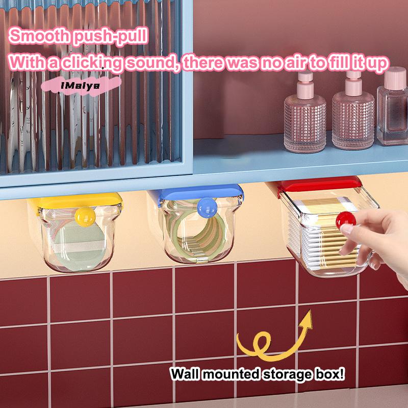 Transparent Bathroom Cotton Stick & Makeup Storage Box Pull-Out Drawer Style Bedroom Mirror Cabinet Organizer