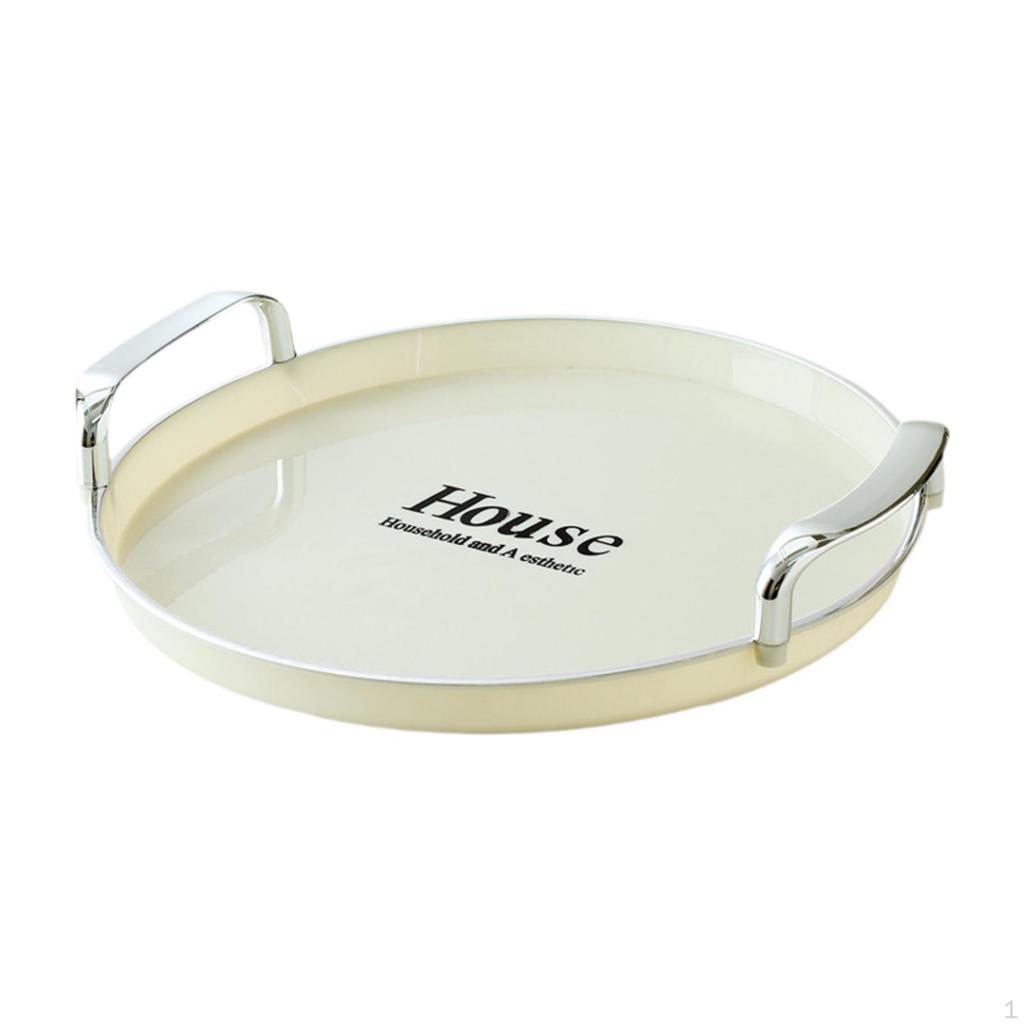 Biscuit Cookies Pastry Tray Snack Plate with Double Handle Simple Storage Organizer Round