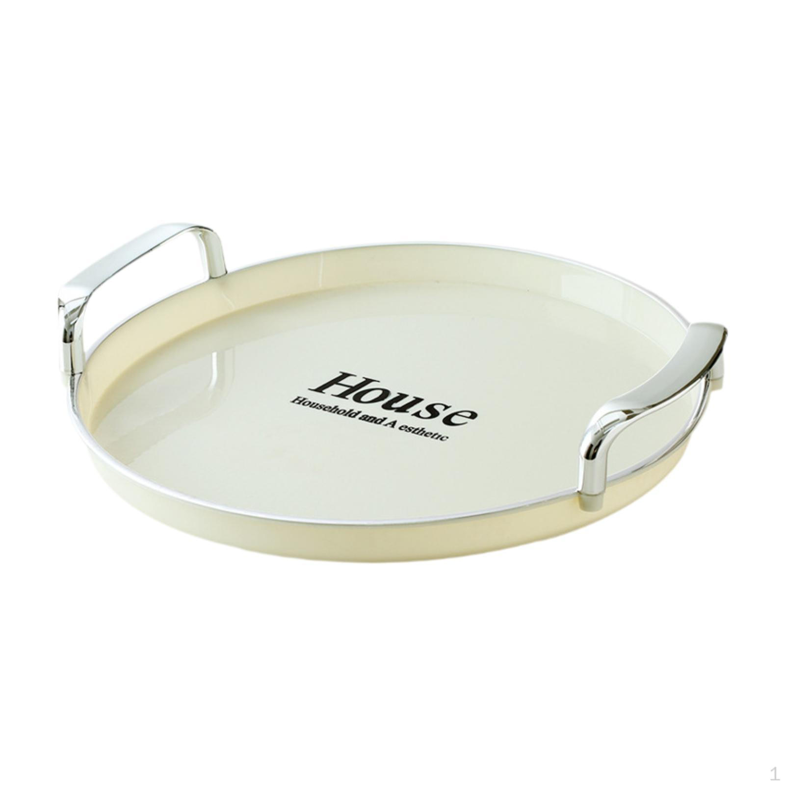 

Поднос для печенья, печенья, закусок, тарелка с двойной ручкой, простой круглый органайзер для хранения белый