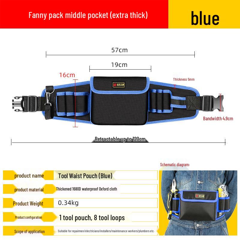 Portable Electrician Tool Belt: Sturdy, Multifunctional Waist Pouch for Construction Site Storage