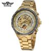 WINNER WINNER Men's Personality Fashion Gold Half Steel Hollow Semi-Automatic Mechanical Watch