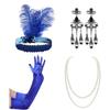 Punk Hair Hoop with Etiquettes Glove Carnivals Prom Party Earring&Pearl Necklace