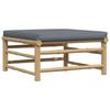 Garden Footstool with Dark Grey Cushion Bamboo