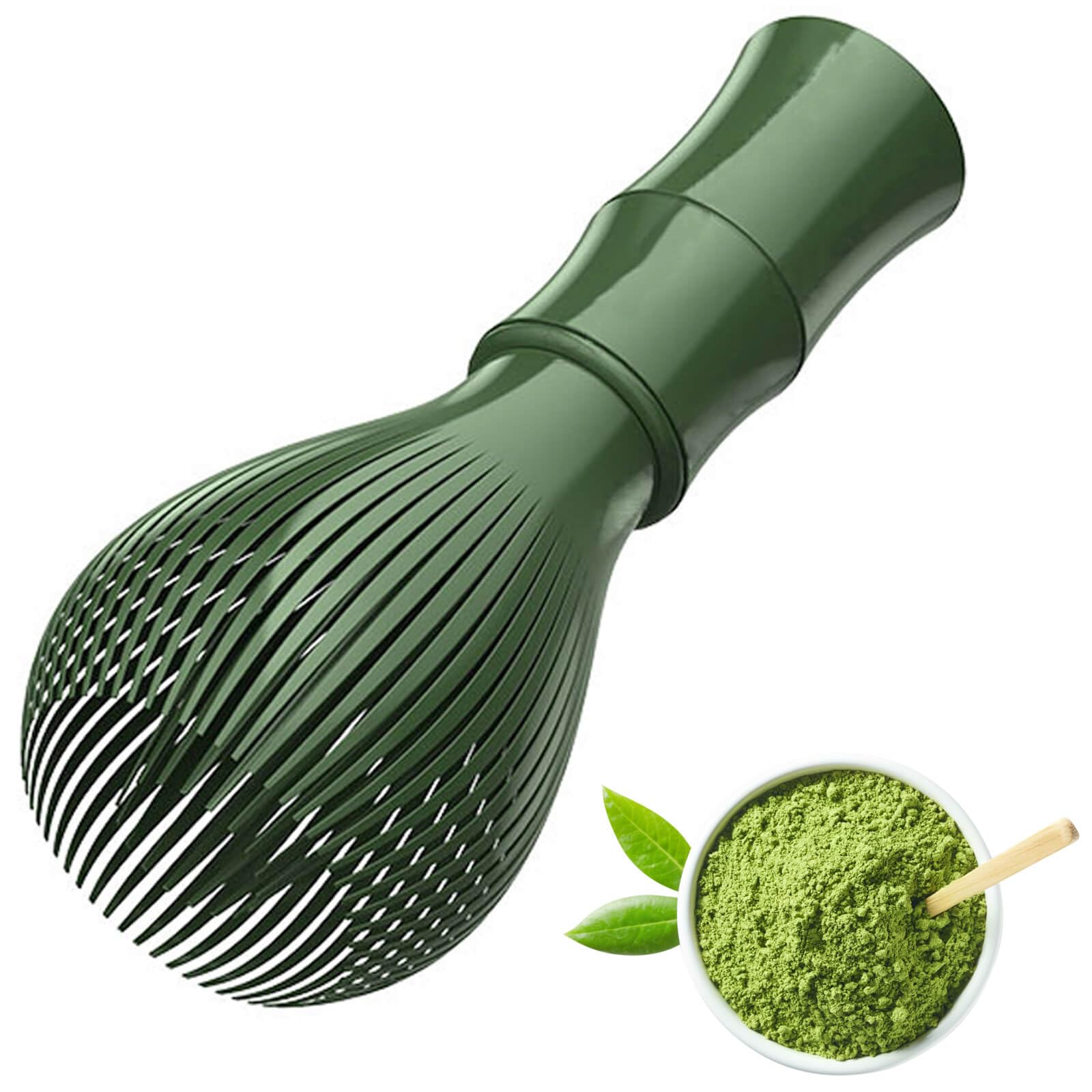 Matcha Whisk, Chasen, Matcha Blender, Bamboo Shape, Made of ABS Plastic, Handmade Matcha Brush, Reusable, Burr-Free, Mold-Resistant, Washable,
