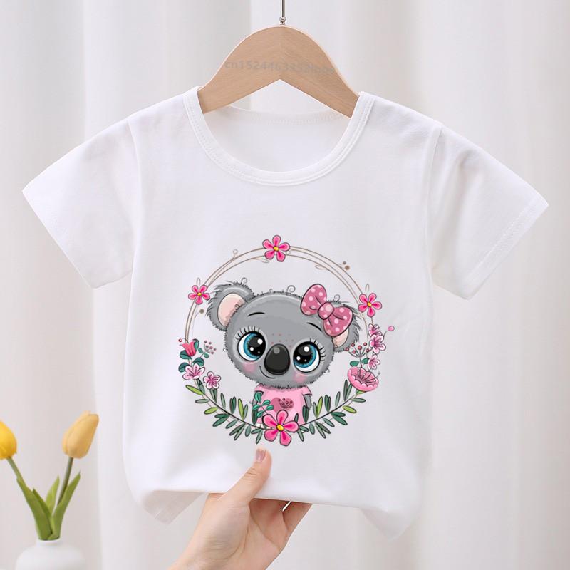Kids Koala On The Tree Graphic Cartoon Boys T Shirts Funny Animal Girls Clothes Summer Short Sleeve Children‘s Clothing