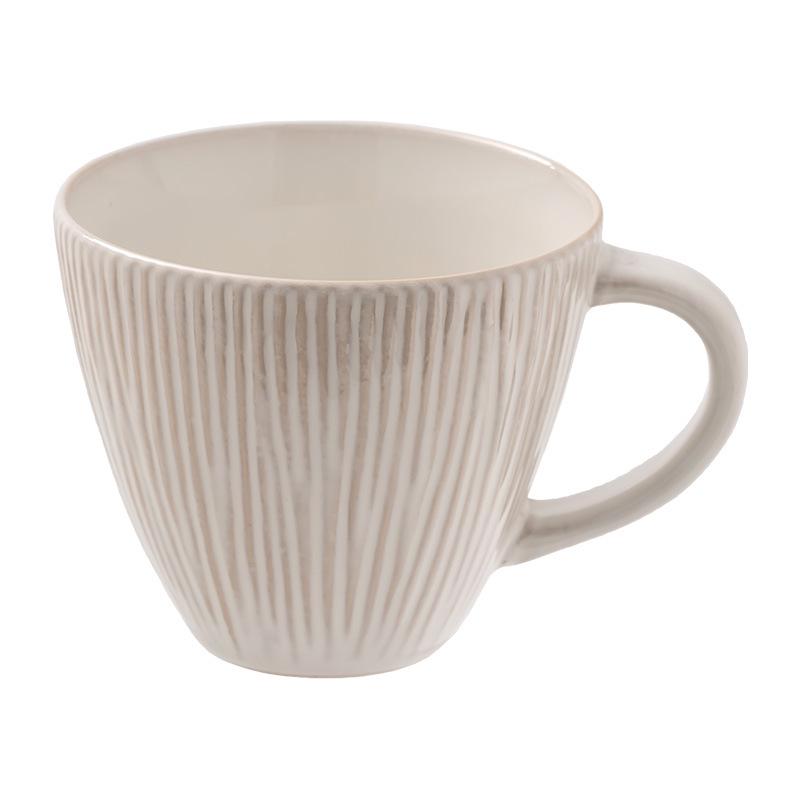 Retro Embossed Ceramic Mug – Office & Home Coffee, Tea, or Water Cup