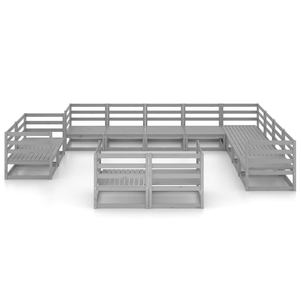 Vidaxl 12-Cz. Garden Lounge Furniture Set, Grey, Pine
