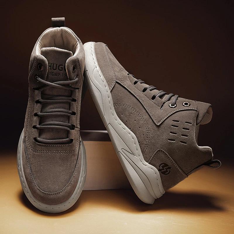 Autumn New Men's Sneakers Fashion High Top Casual Shoes Lace Up Ankle Boots Platform Boots for Men Plush Warm Winter Boots Tenis