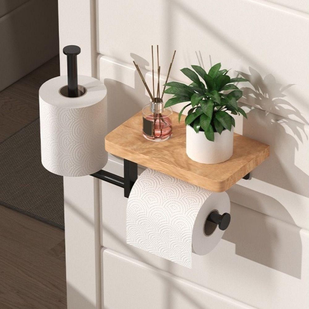 Tiered Design Toilet Paper Holder No-drill Tissue Holder Roll Paper Holder Bathroom