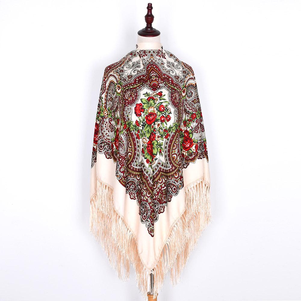 160*160Cm Women Russian Scarf Luxury Floral Print Scarves Wraps Big Size Handkerchief Babushka Bandana Beach Travel Shawls