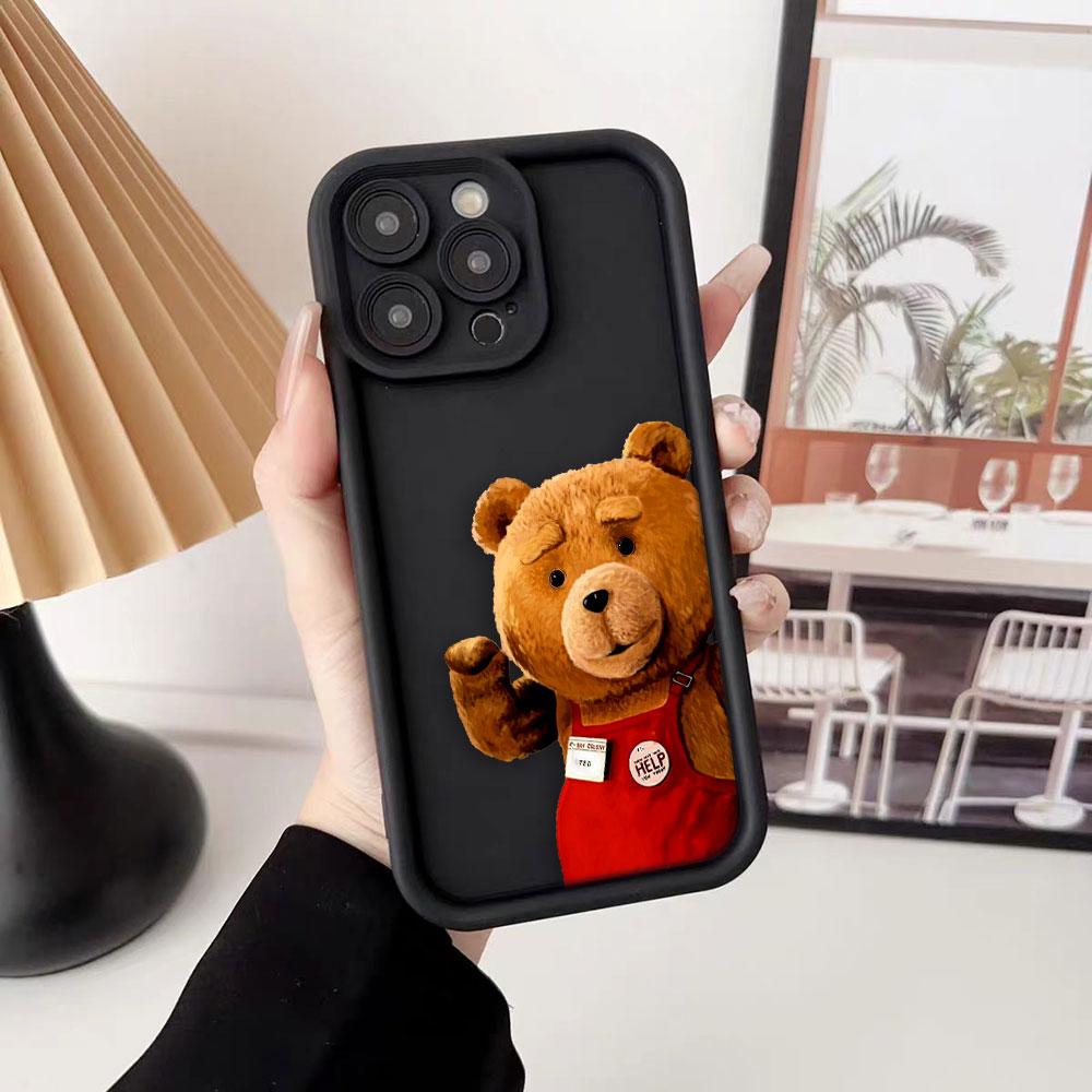 Cartoon Bär T-Teddy Handyhülle Für iPhone Apple 17 AIR 16 16E 11 12 13 14 15 XR Plus Pro Max DIY Hülle TPU Stoßfeste Hülle Capa