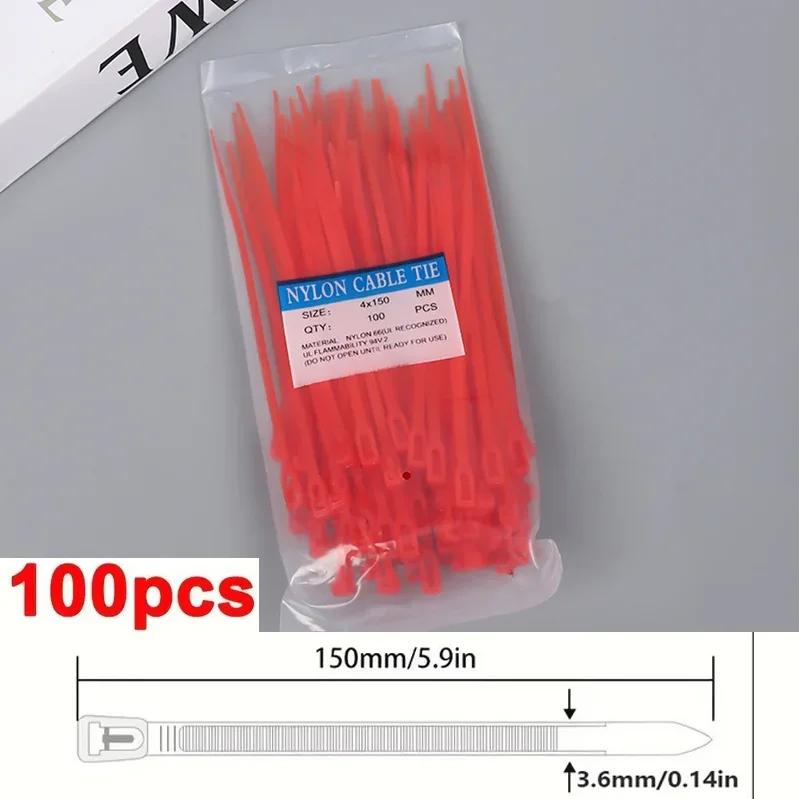 100 Pack Colored Plastic Zip Ties, Reusable Detachable Adjustable Cable Ties for Daily Packing & Decoration