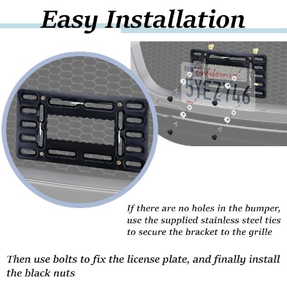 License Plate Bracket Holder, Front License Plate Bracket, No Drill Front Plate Mount, Licenses Plates Brackets Bumper, Car Frame Mount Adapter With