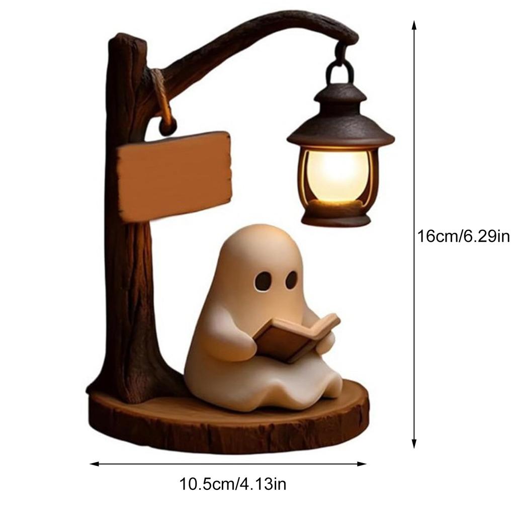 1-2pcs Cute Ghost Night Light Halloween Reading Lantern Ghost Reading Book Lamp Glowing Halloween Decorations Indoor Ornament