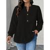 QICED Women's Fashion Casual Solid Color Print V-Neck  Long Sleeve Blouses & Shirts